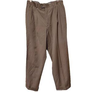Presario Pants Men 33x30 Brown Cuffed Career Designed In Italy By Corbin
